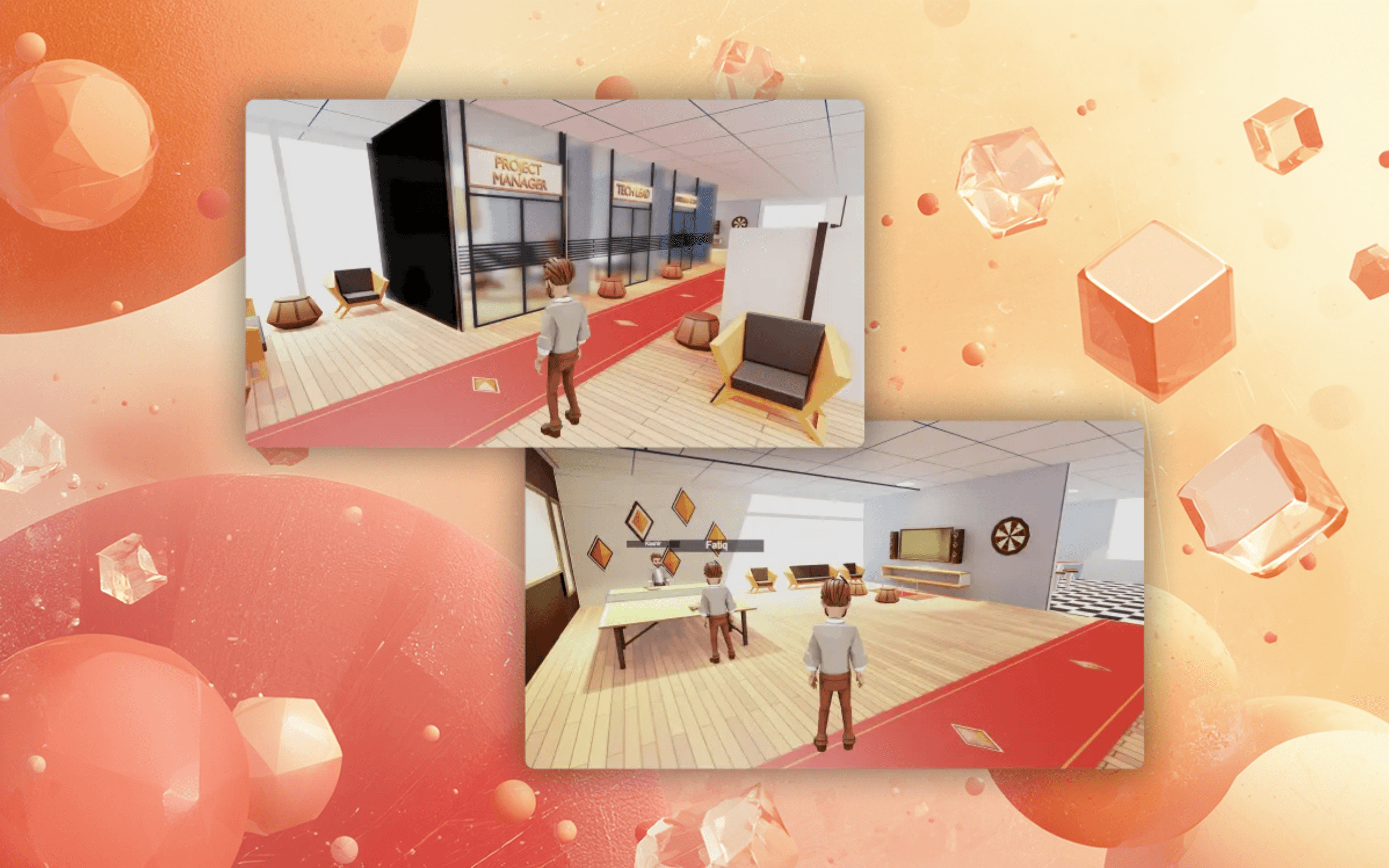 Irenicverse browser-native WebGL office: meeting rooms and team avatars