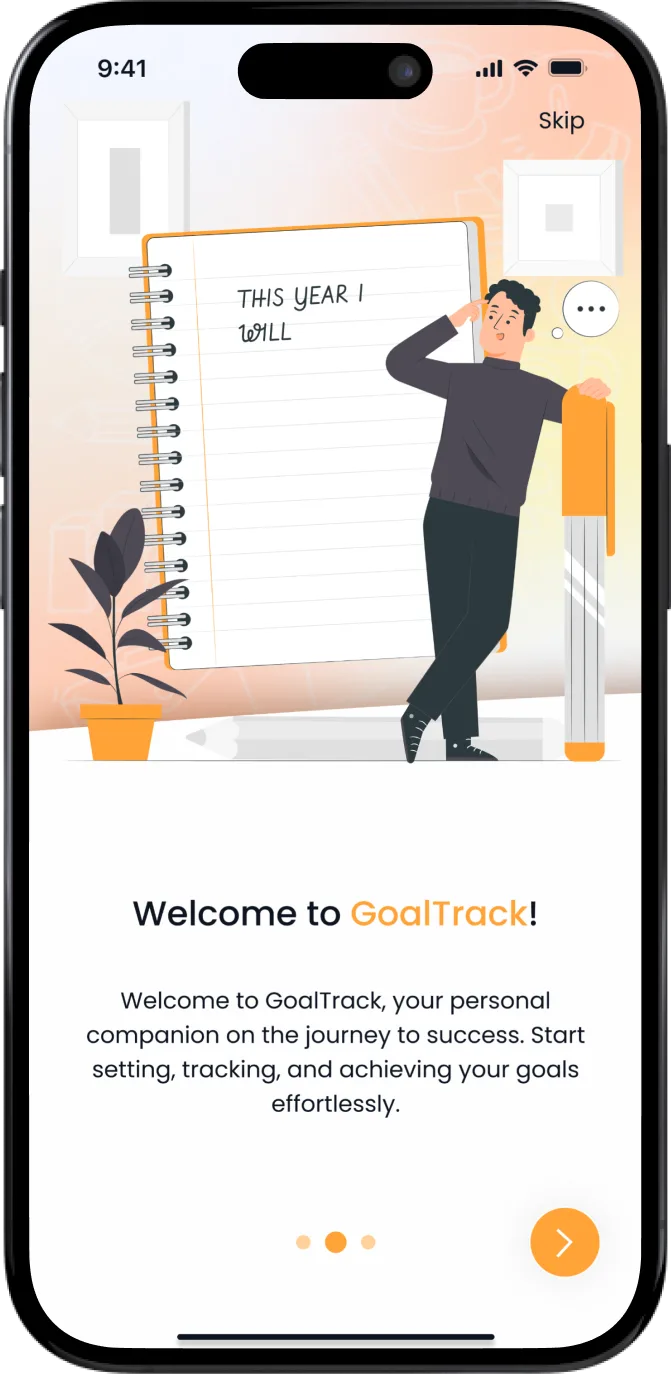 Track'em goal and habit tracker: onboarding step one