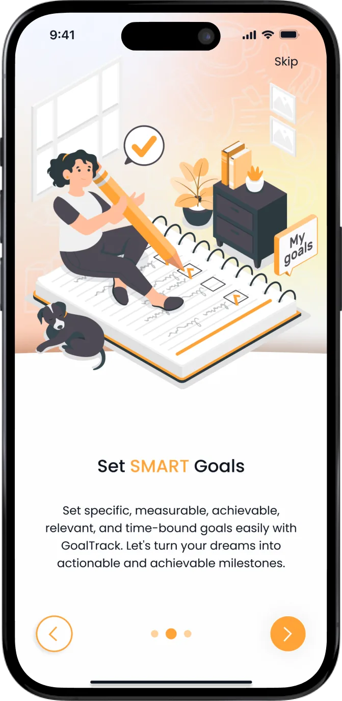 Track'em goal and habit tracker: onboarding step two